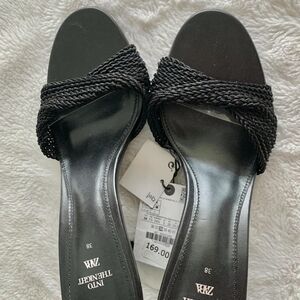 Zara Black Braided Sandals